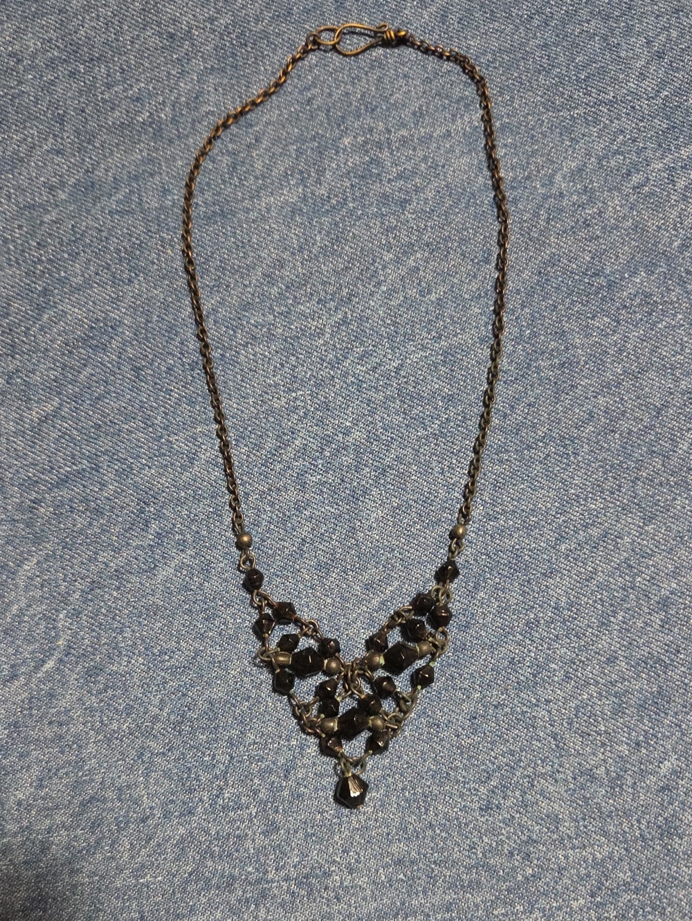 Elegant Black Crystal V-Shaped Necklace